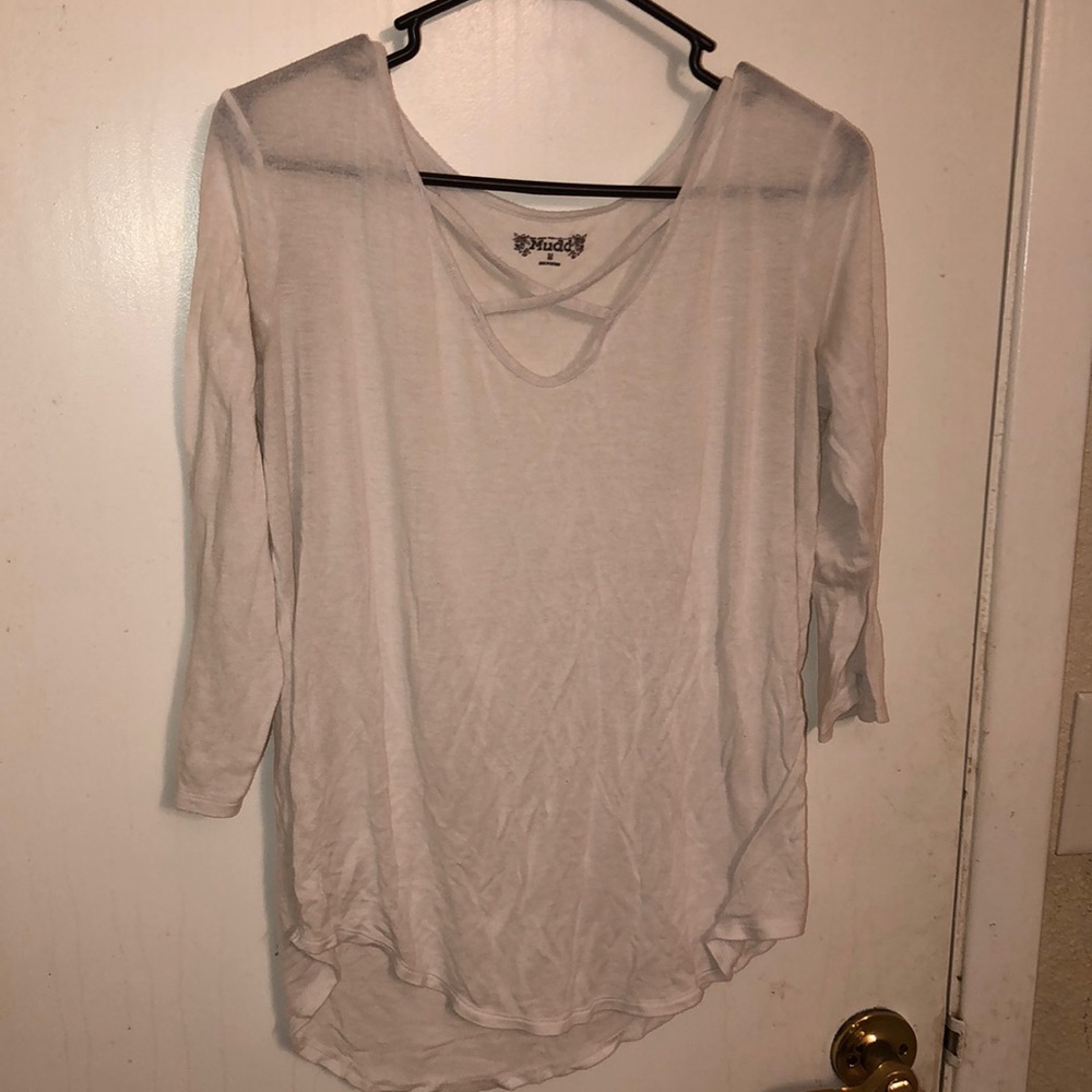 mudd white cross long sleeve
